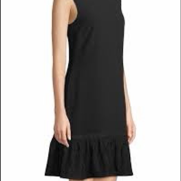 Karl Lagerfeld Paris Sheath Dress with Drop Waist and Lace Flounce w Collar - Picture 8 of 8